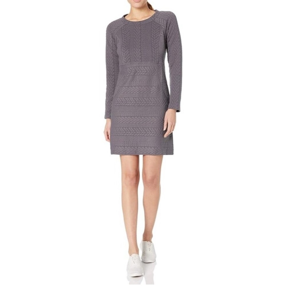 Prana gray macee quilted long sleeve dress